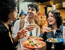 young adults eating