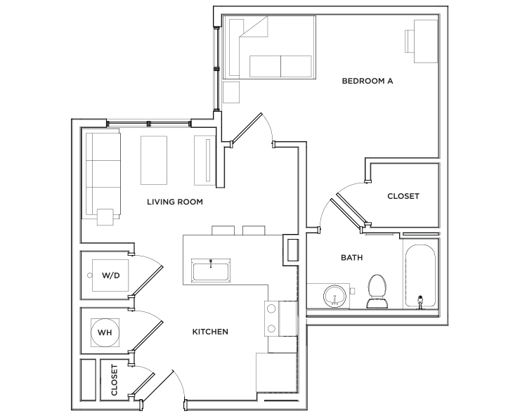 Ansley - 1x1 Floor plan