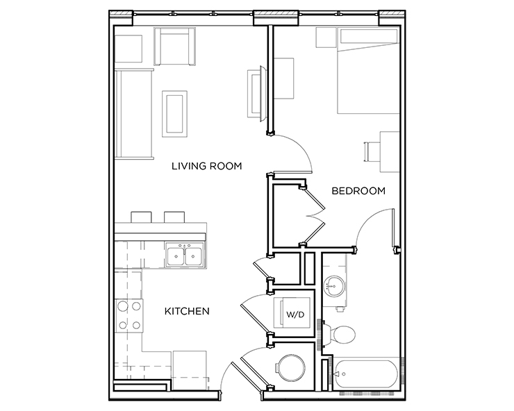 Arden A - 1x1 Floor plan