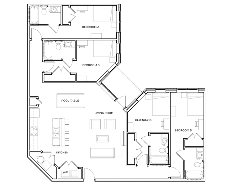 Downing II - 4x4 Floor plan