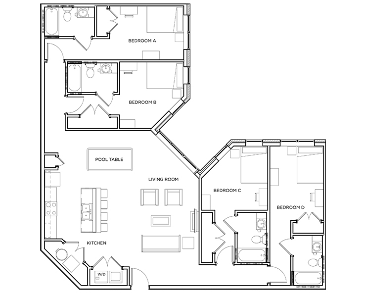Downing - 4x4 Floor plan