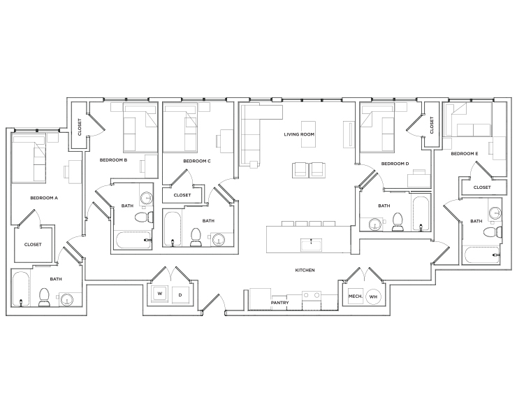 Peachtree II - 5x5 Floor plan