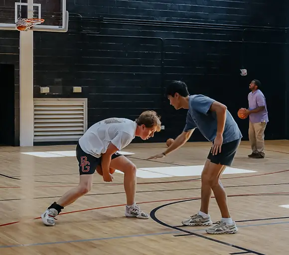 playing basketball
